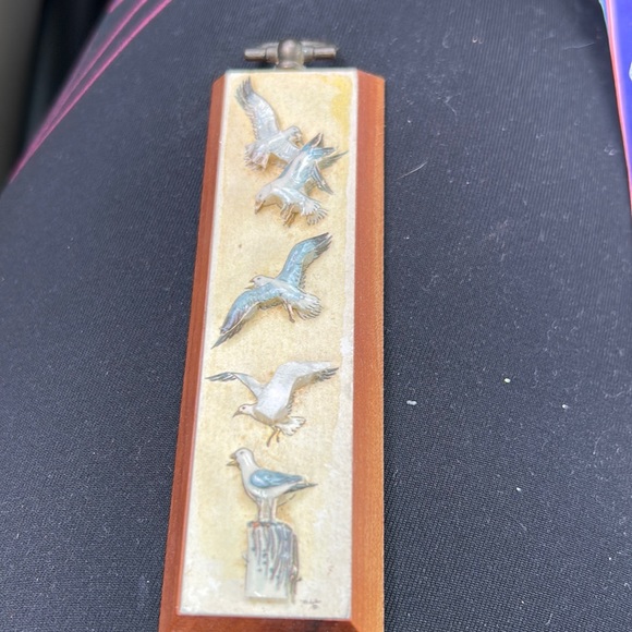 **temp hold: VINTAGE Wooden plaque w/Mini soaring seagulls